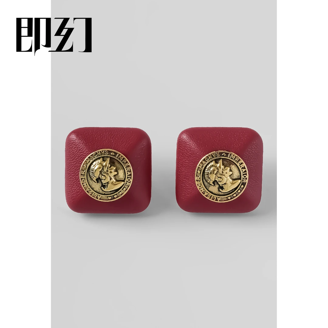 铜合金皮质耳饰 ♦女神的旨意红色气质耳钉小众时尚优雅耳环A-4049