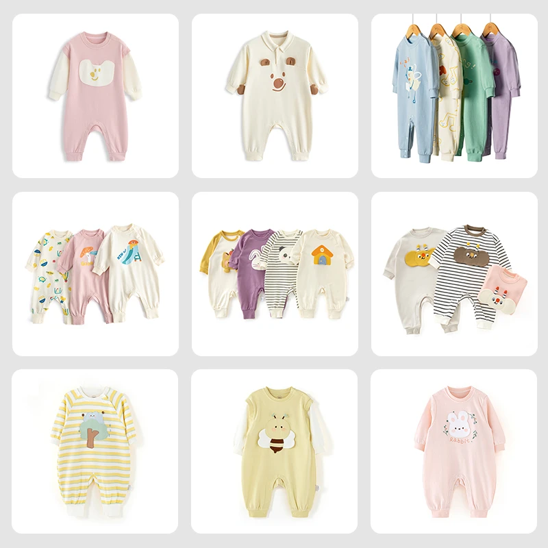 【爬服春秋款清仓】麦拉贝拉婴儿纯棉连体衣新款男女宝宝印花爬服