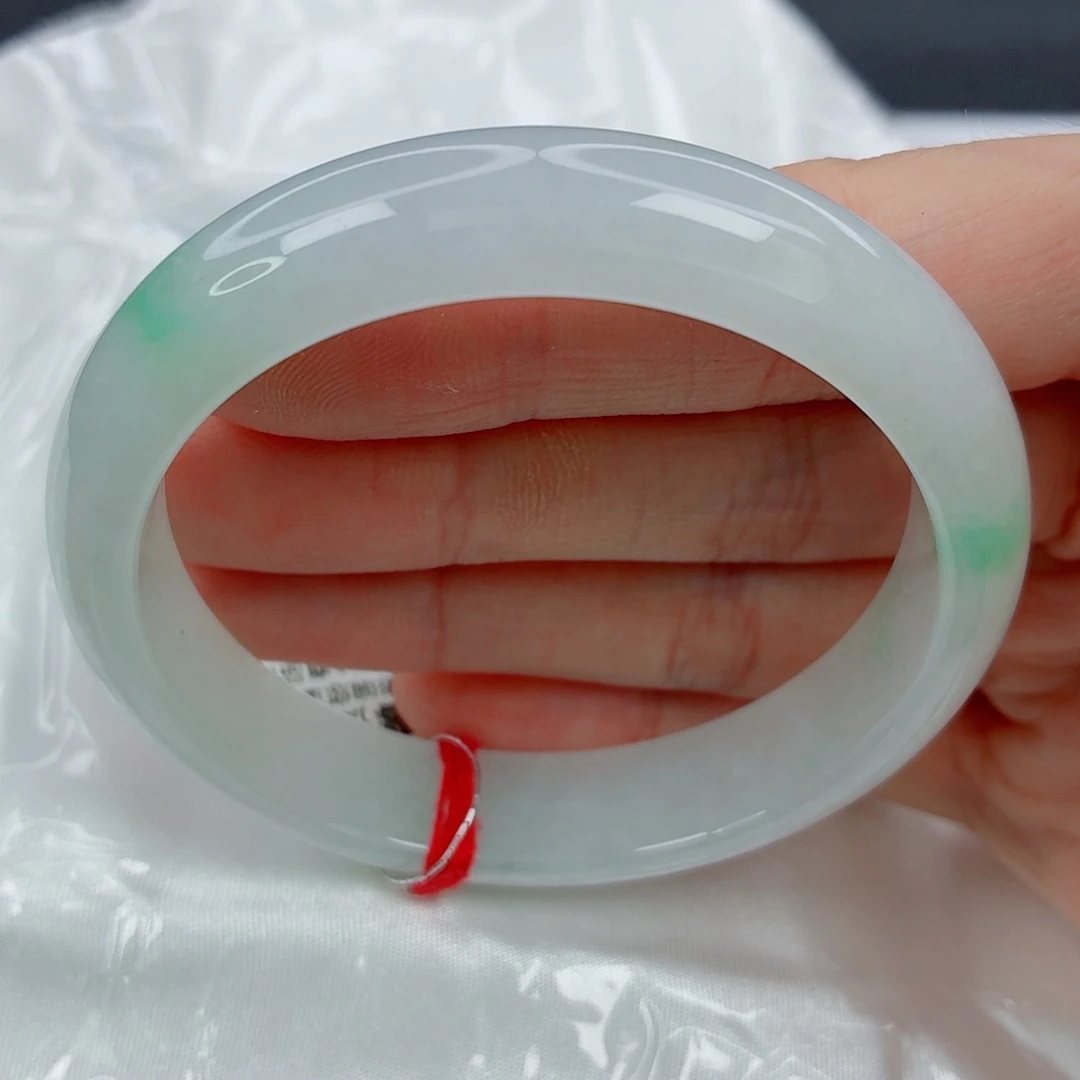 翡翠未镶嵌手镯54.3正圈，阳春白雪，017