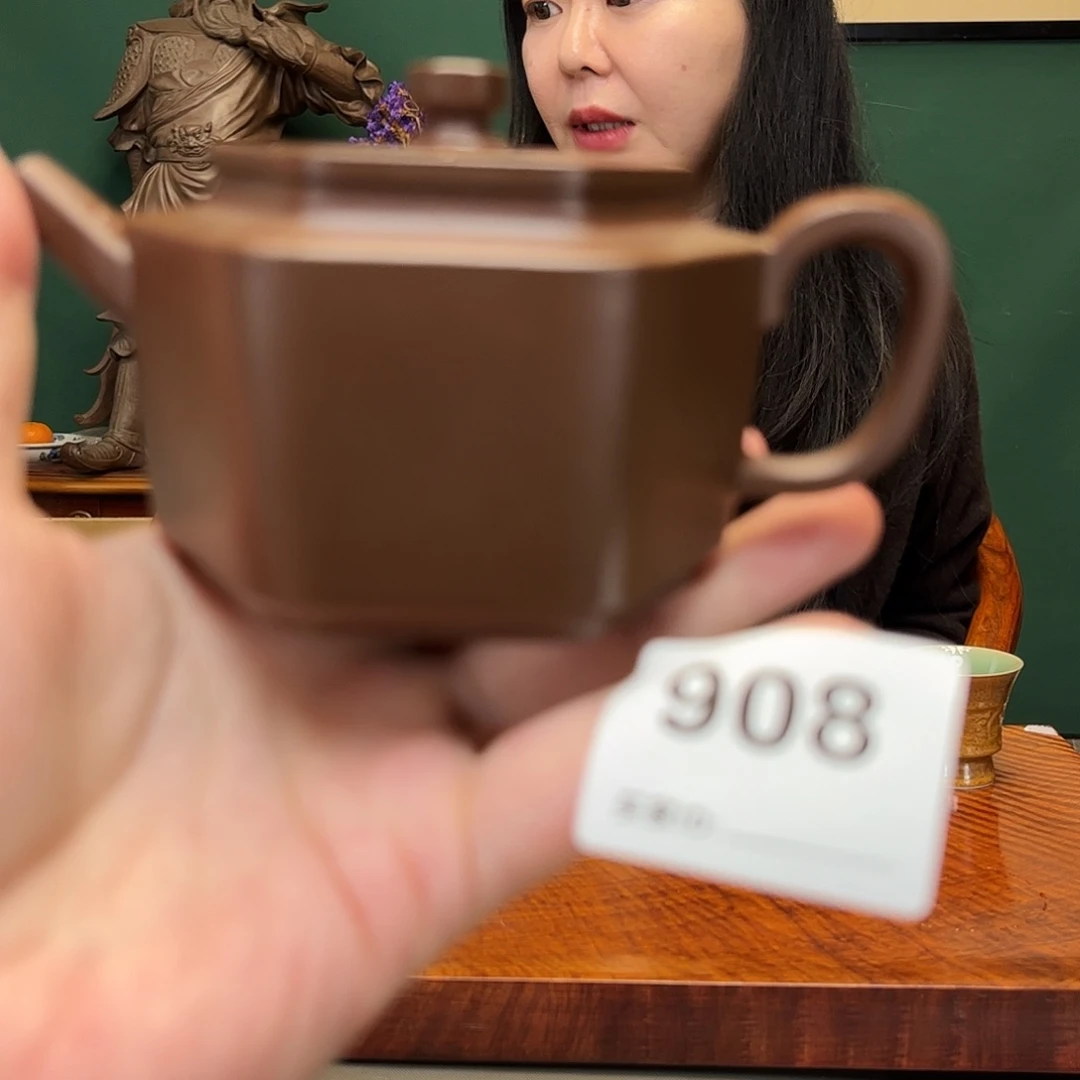 紫砂茶宠六方深井紫泥908