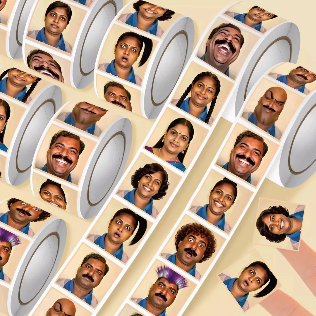 爆款2000贴印度人头像卷卷贴纸搞笑阿三周边抽象咖喱个性装饰贴画