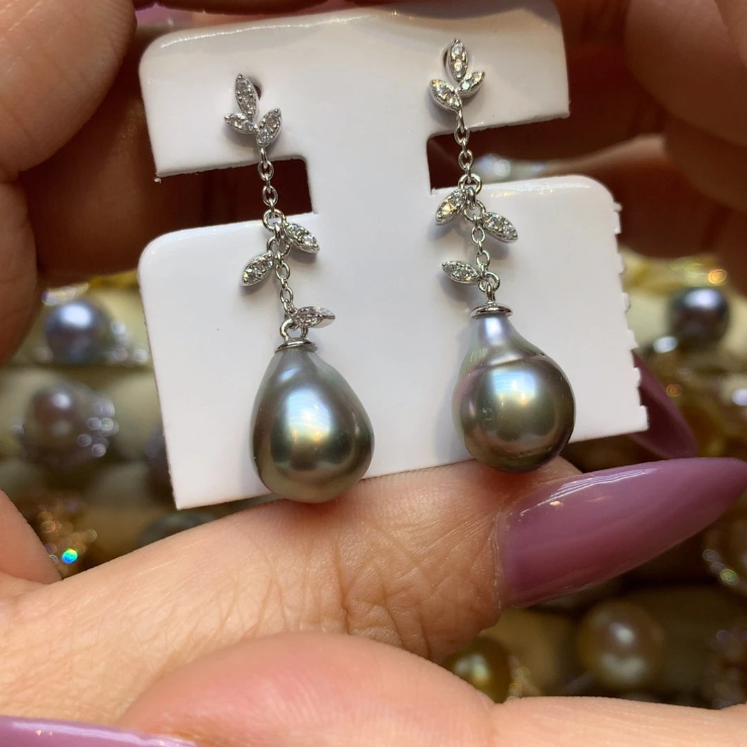 银S925镶嵌耳饰海水珍珠