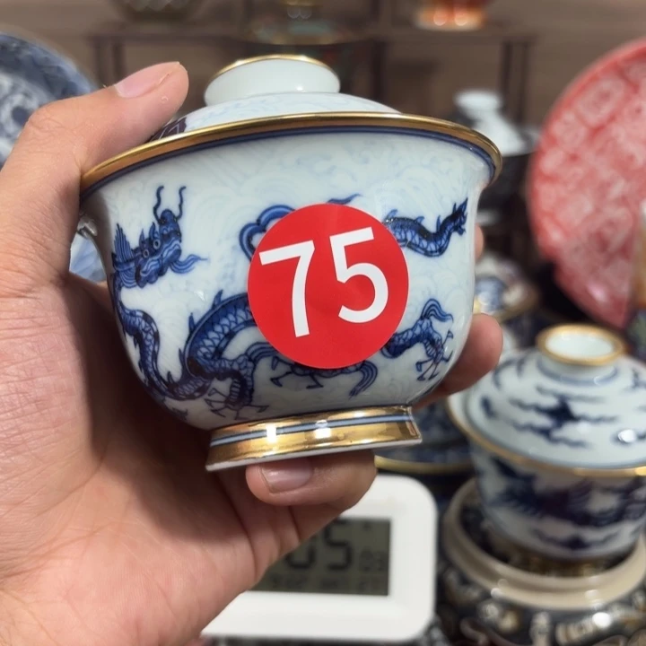 天***蓝景德镇手工手绘陶瓷