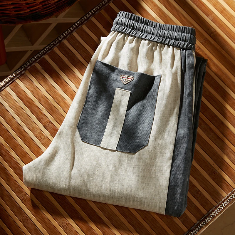 INGESARE裤子男款新款夏季时尚薄款宽松直筒男士休闲裤潮流修身