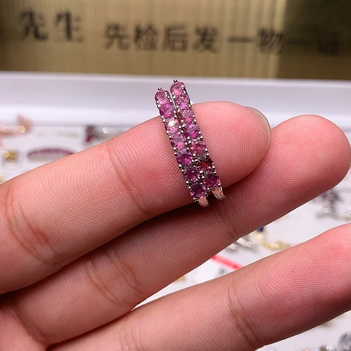 石榴石耳饰银S925镶嵌可*