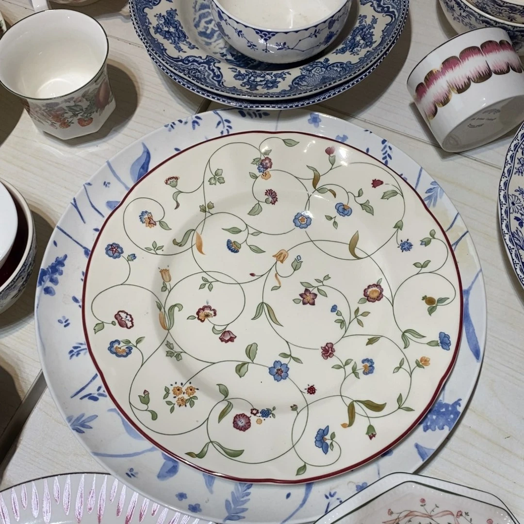 瓷微瑕小花枝十寸平盘