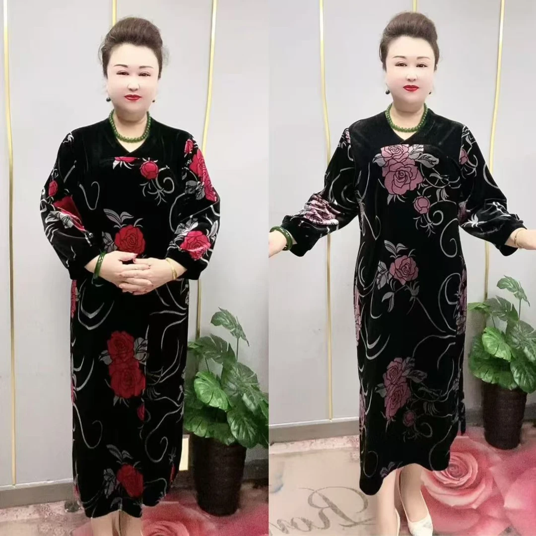 2525款时尚百搭进口丝绒连衣裙