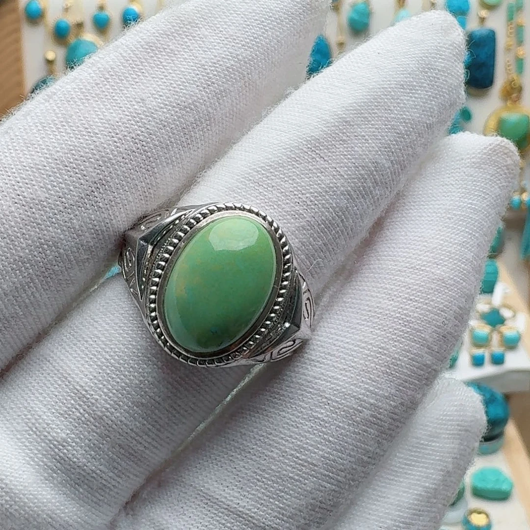 S***U银S925镶嵌绿松石珠宝奇石