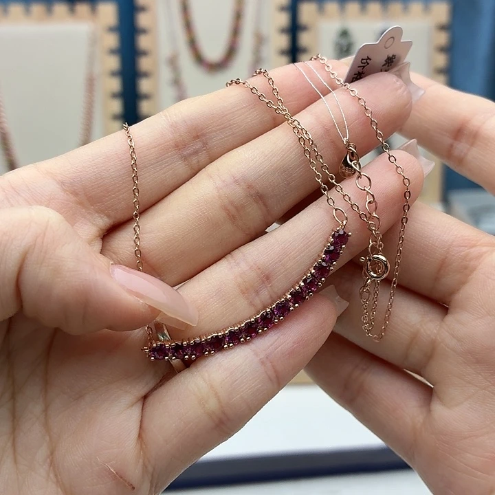银S925镶嵌石榴石套链