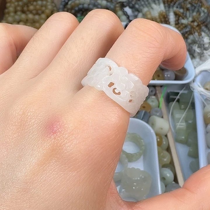 和田玉未镶嵌戒指18.5内径