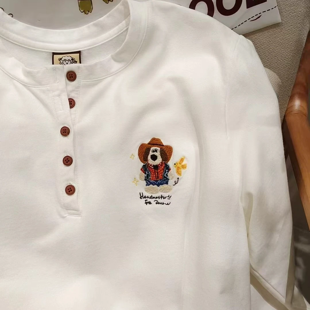 TAOXI  韩版卡通狗狗加薄绒休闲T