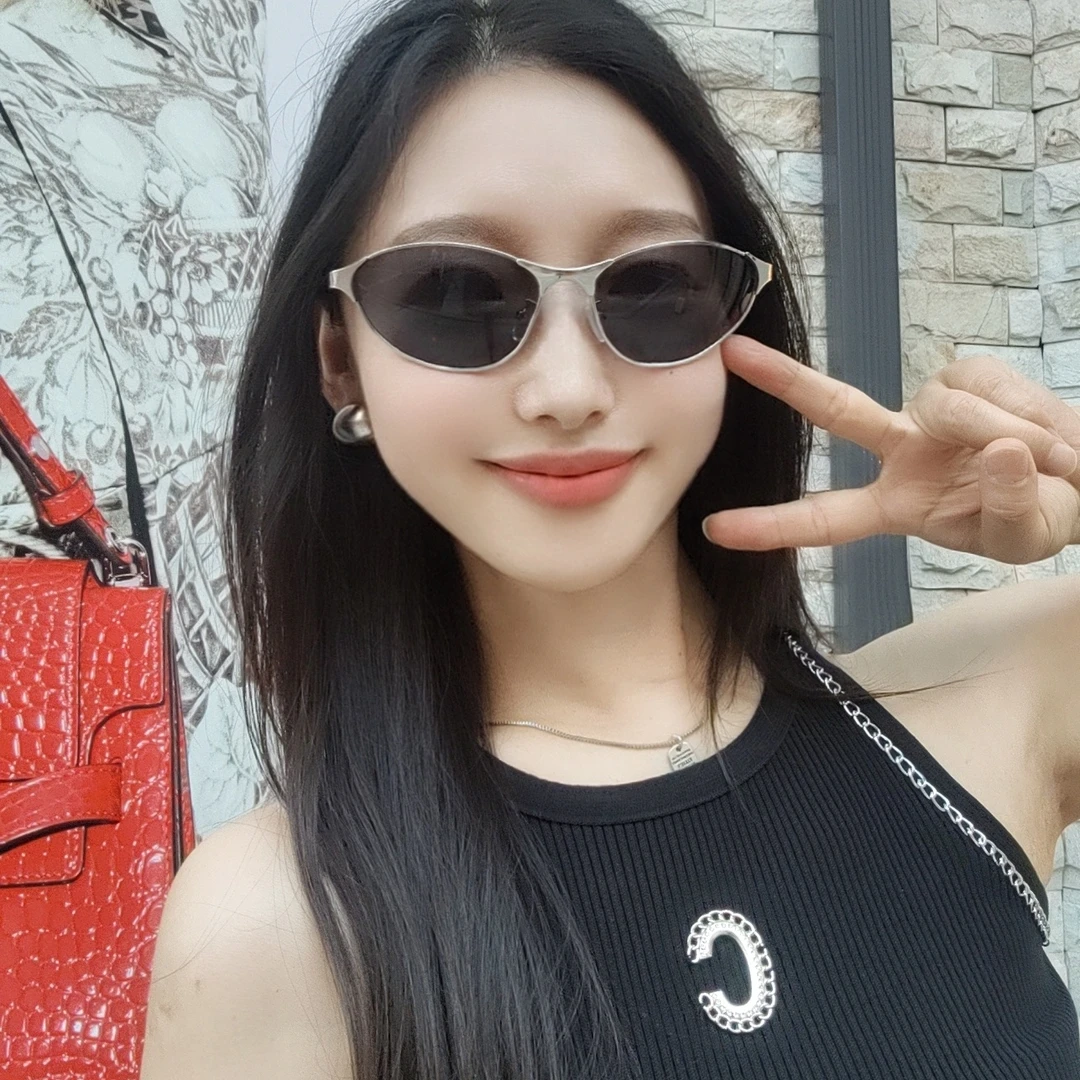 金属猫眼墨镜女网红同款百搭高级感街拍防晒防紫外线女士太阳眼镜