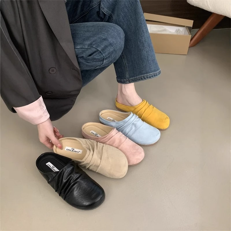 内增高勃肯拖鞋女外穿2025年新款厚底包头半拖鞋配裙子一脚蹬拖鞋