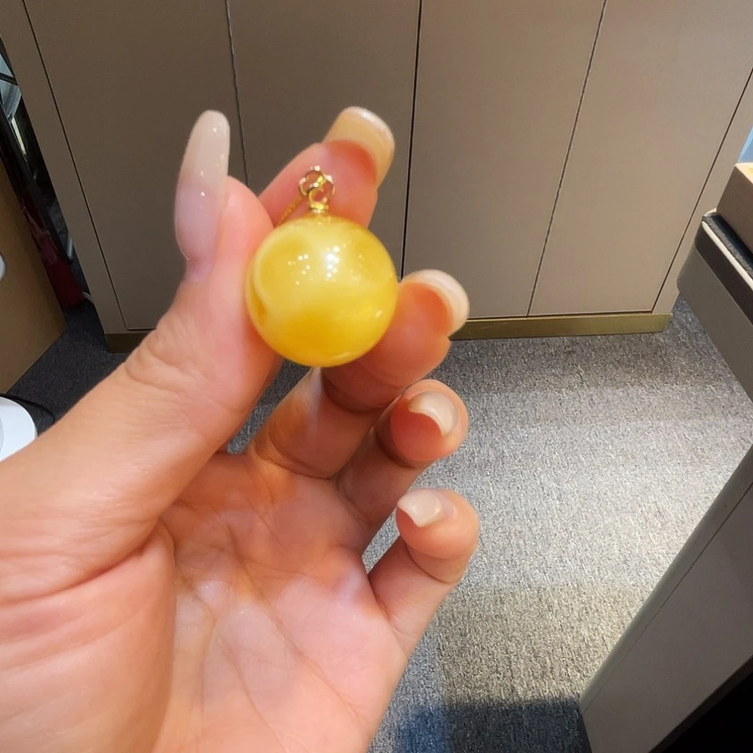 18K金镶嵌琥珀珠宝奇石蜜蜡圆珠