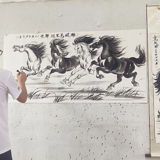 国画纯手绘作品雄风万里