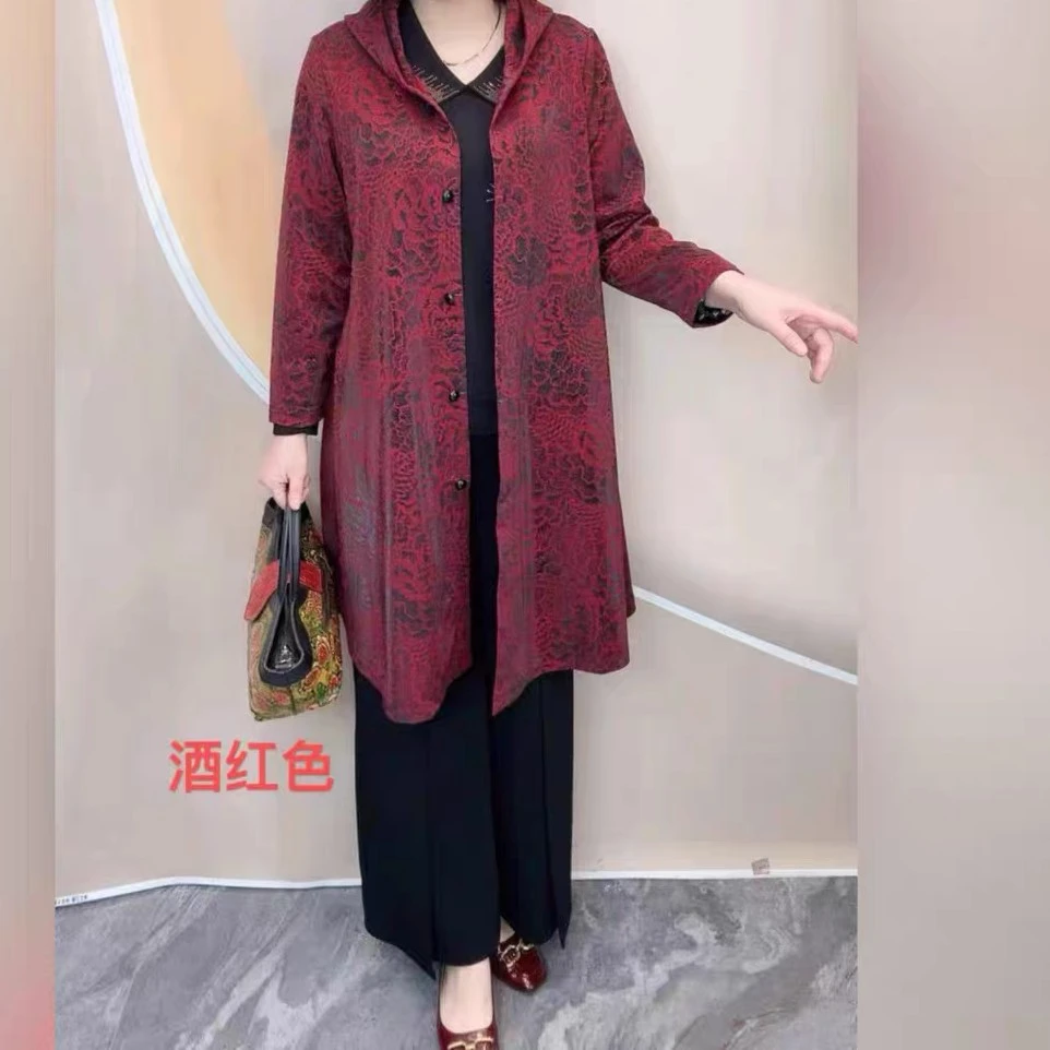 时尚洋气连帽中长款风衣外套710