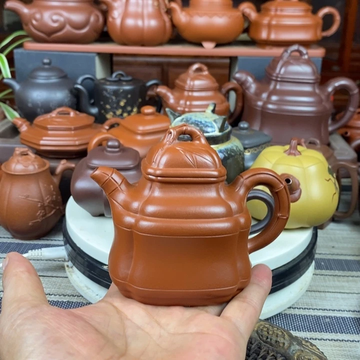 茶壶紫砂竹鼎200-260-350cc原矿赵庄朱泥特价