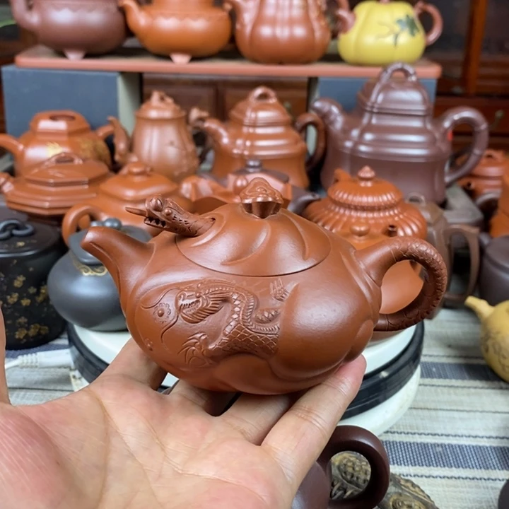 茶壶紫砂鱼化龙200-260CC原矿朱泥特价
