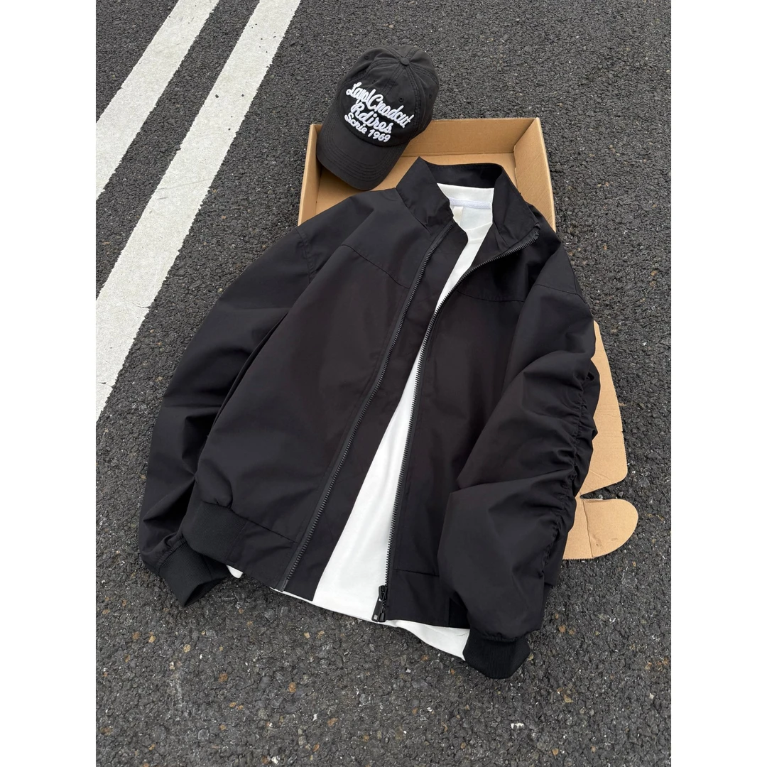 美式立领工装外套男生2025秋季潮牌宽松棒球服cleanfit飞行夹克潮