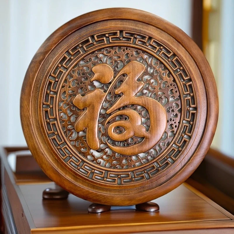 东阳木雕直径60cm康熙福圆香樟木实木雕刻挂件