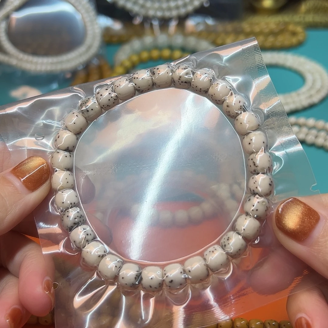 吊坠星月菩提精品骨瓷白卡8桶珠数星星单圈