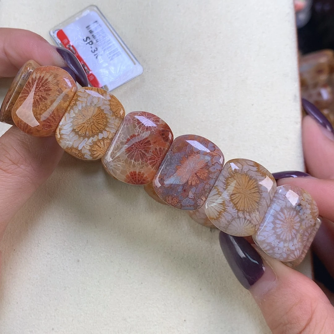 【闪购商品】颈饰未镶嵌硅化珊瑚（珊瑚玉）上新手牌彩皮大花（22号）