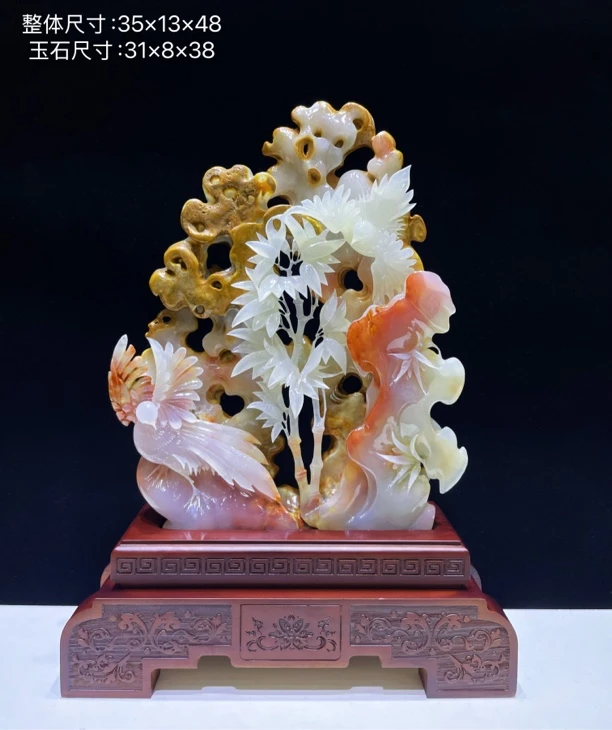 竹报平安祝福摆件玄关客厅装饰乔迁开业高档玉石直播间玉石礼品