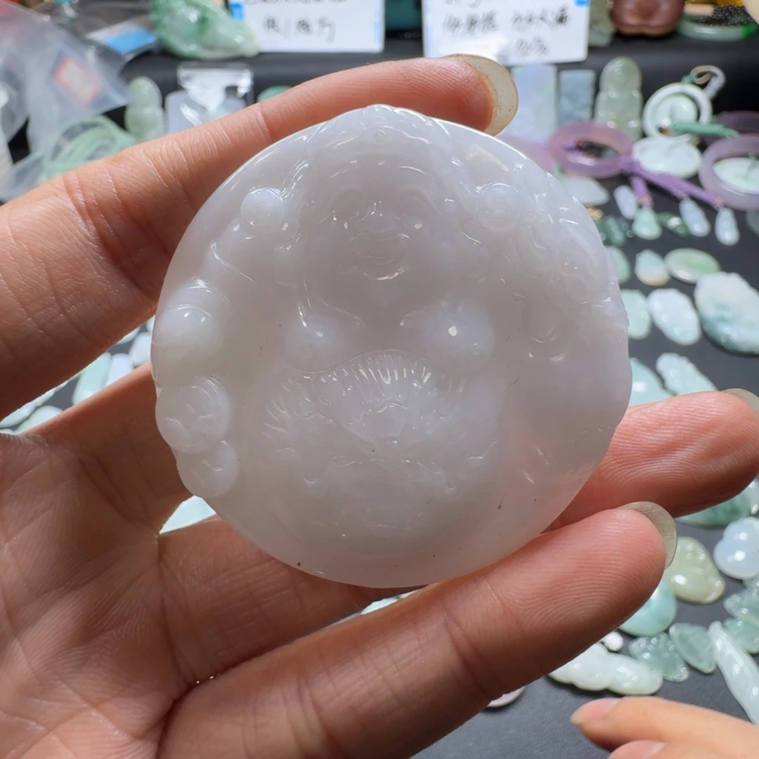 翡翠未镶嵌颈饰天然缅甸A货翡翠财神吊坠