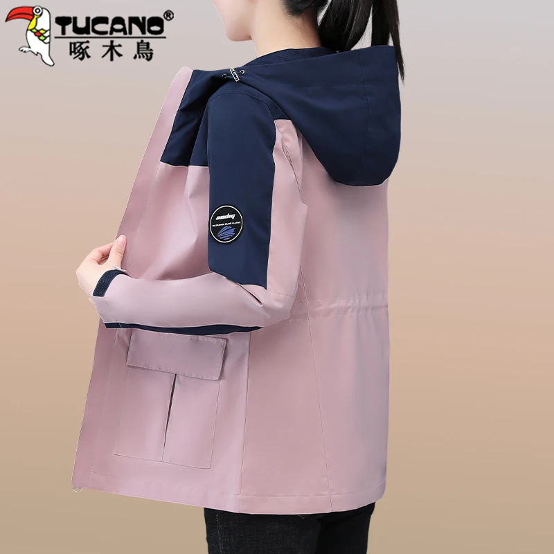 啄木鸟时尚女士风衣外套女春秋款百搭时尚新款收腰休闲小个子上衣