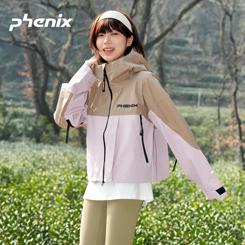 phenix菲尼克斯SP27冲锋衣女士户外短款防风徒步骑行拼色防水外套