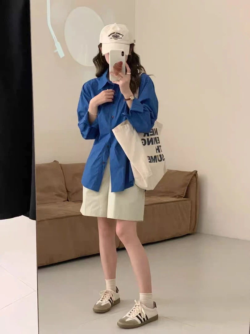 2025春夏韩系ins风复古百搭宽松松弛感衬衫
