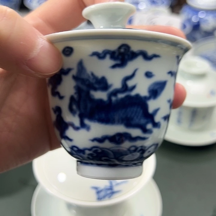 鸡***8微瑕柴窑麒麟海水两才
