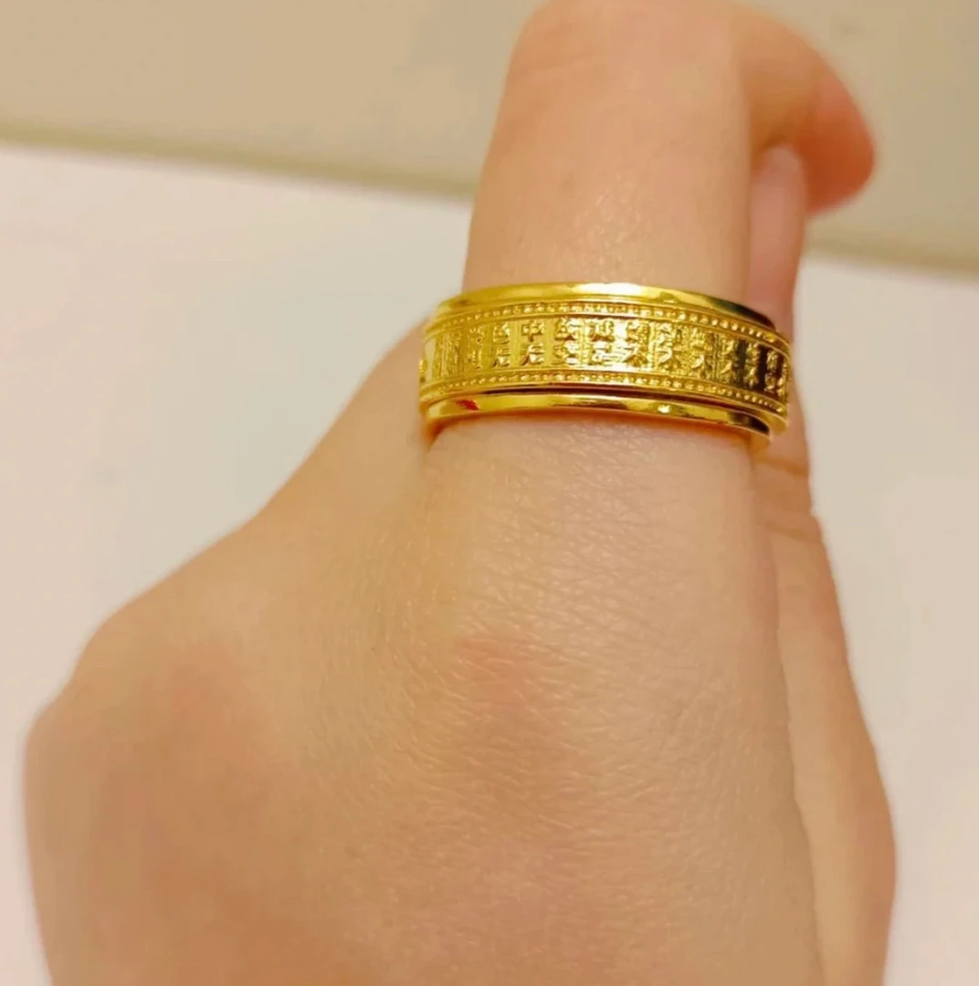 合金戒指 转动心经 经文戒指