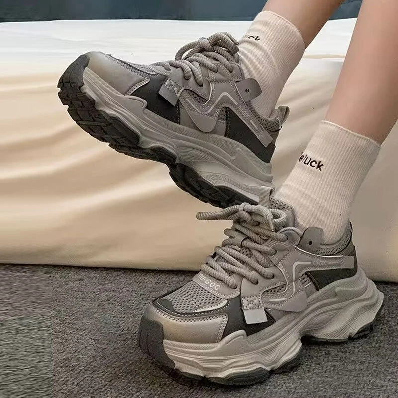 爆款老爹鞋春夏新装时尚复古轻便厚底休闲百搭运动鞋适合小个子显