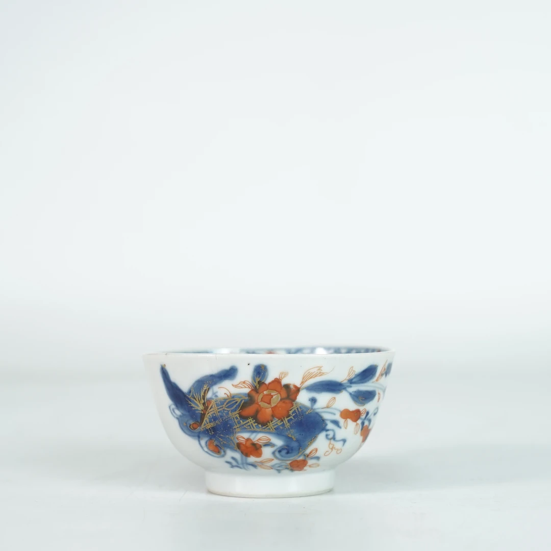 LABC251114004【十竹斋】清康熙洞石牡丹青花矾红压手杯