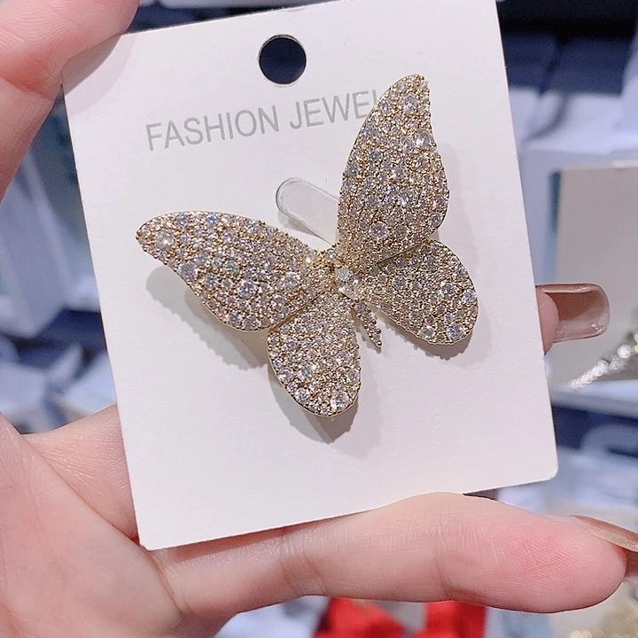 锆石铜合金蝴蝶胸针