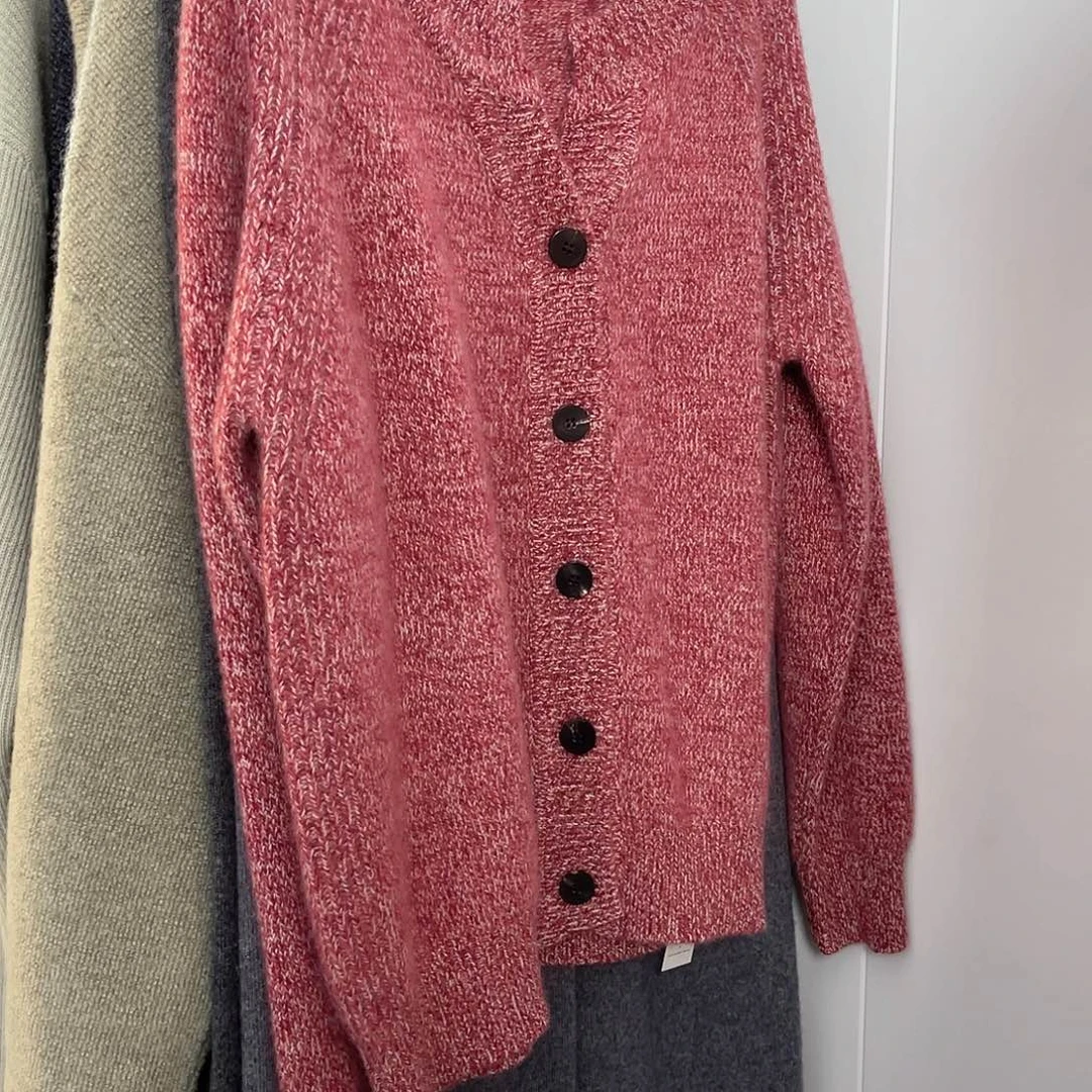 花纱 小V领 羊绒 开衫