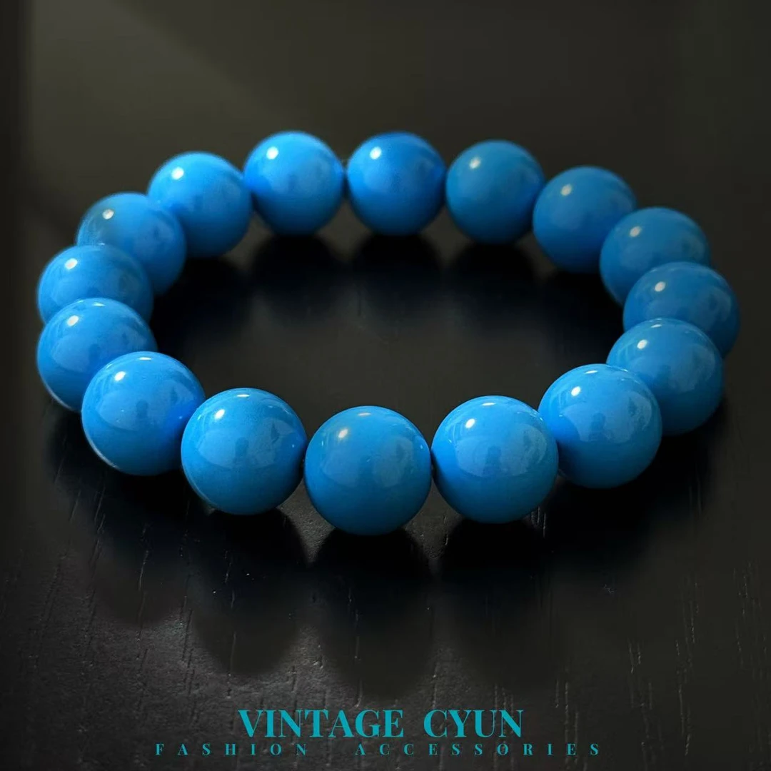 【沐羽珠宝】蓝色（12mm）手工圆珠时尚百搭手串20234