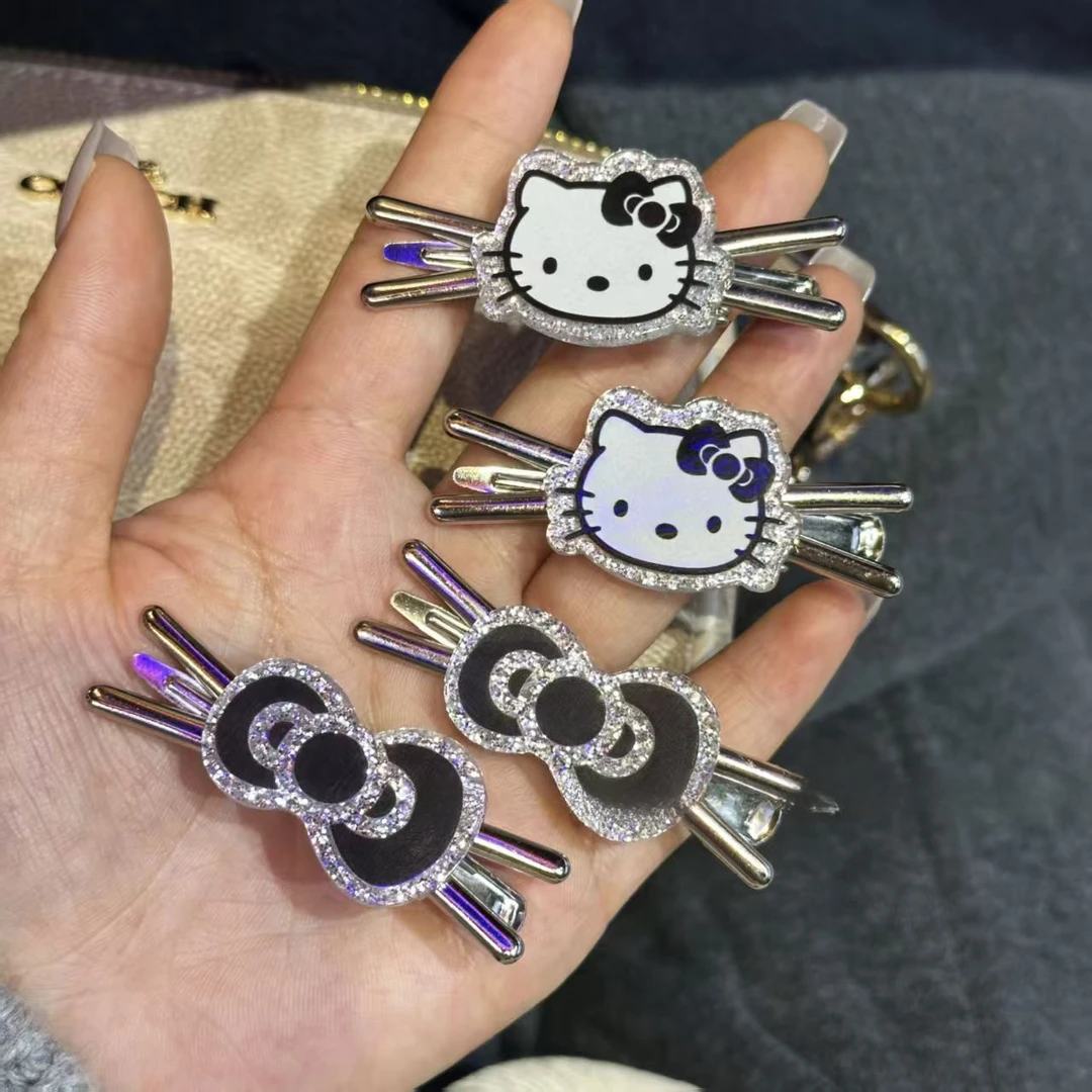 新款甜酷银色交叉蝴蝶结kt猫蝴蝶结发夹碎发夹少女心刘海夹侧边夹