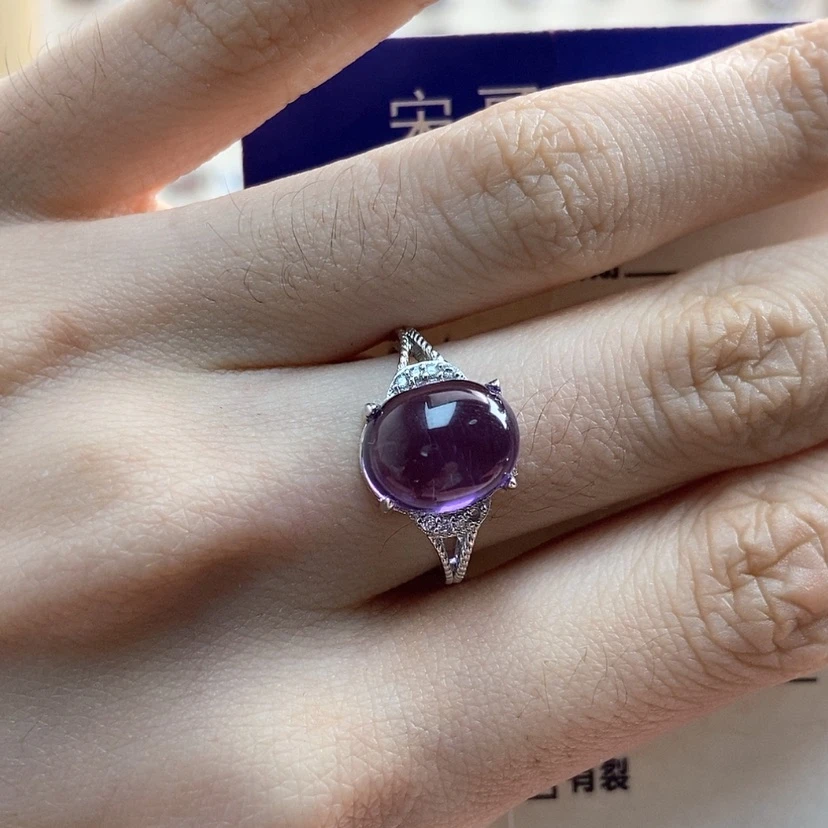 【闪购商品】紫晶戒指银S925镶嵌·***前开口新疆西藏不包邮