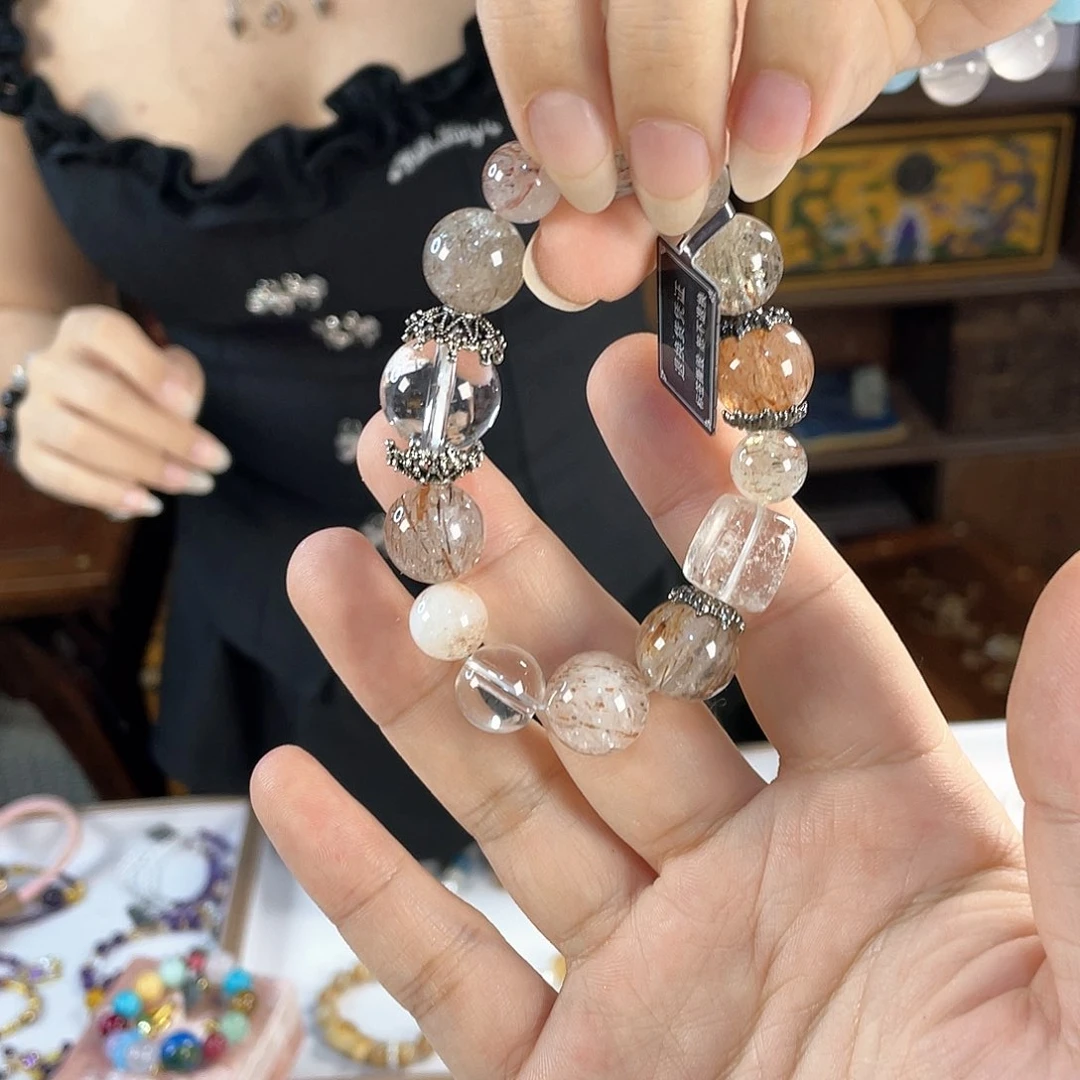 水晶手链银S925镀金镶嵌