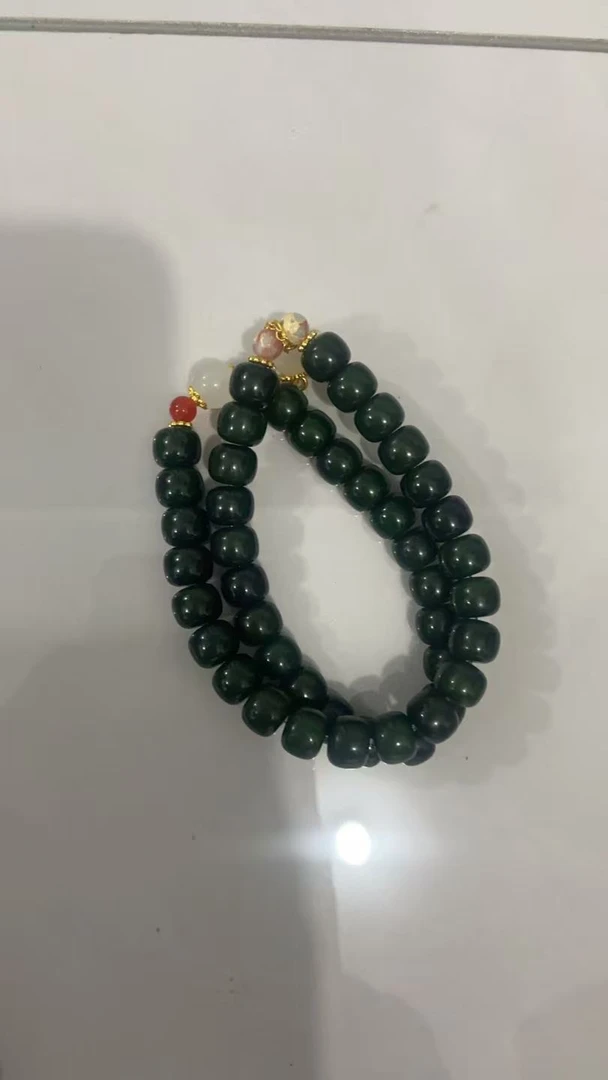 绿菩提双圈精品手串