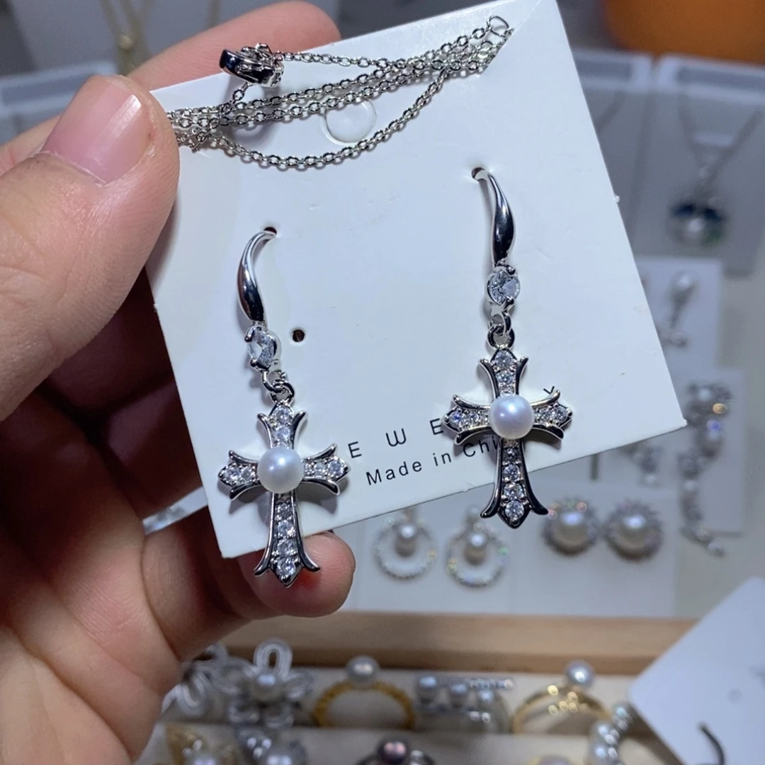 淡水珍珠耳饰银S925镶嵌