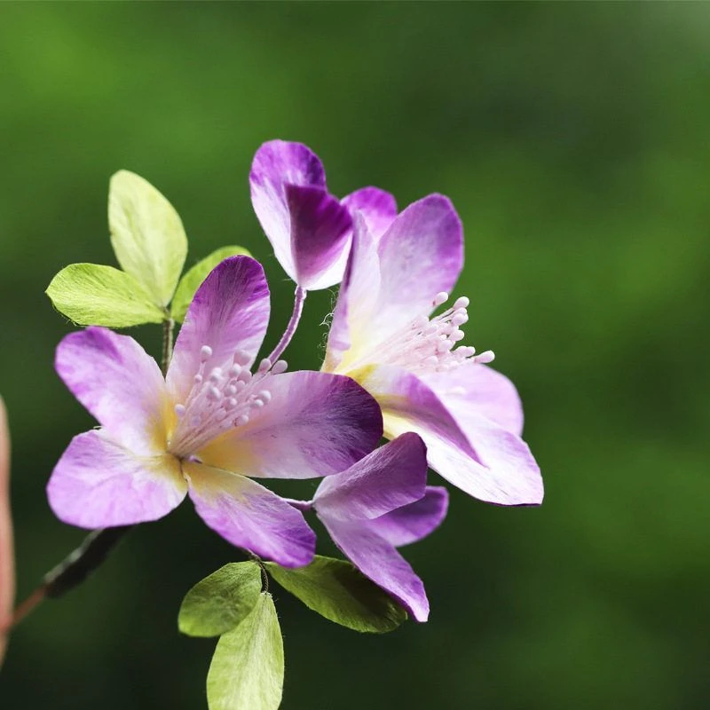 锌合金胸针 新款国风非遗蚕丝绒花胸针新中式紫色系杜鹃花配饰马