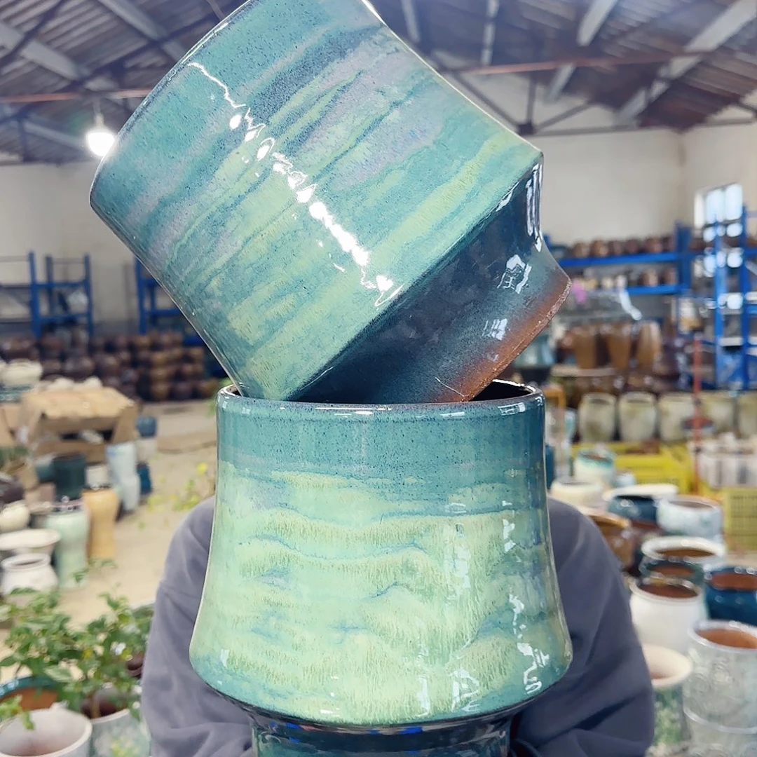 紫砂花盆高21口18