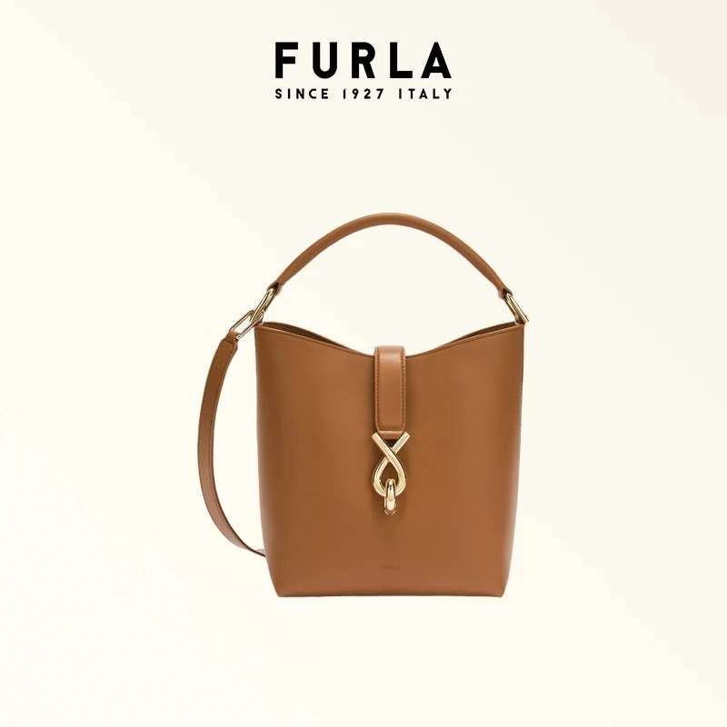 FURLA芙拉MIANOVA牛皮小号女士时尚竖版手提斜挎包水桶包百搭休闲