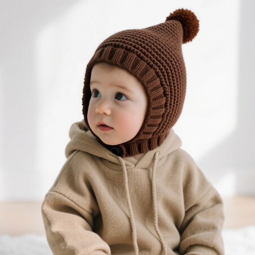 宝宝帽子秋冬季婴儿护耳帽儿童针织毛线帽男童女童保暖帽防风包头