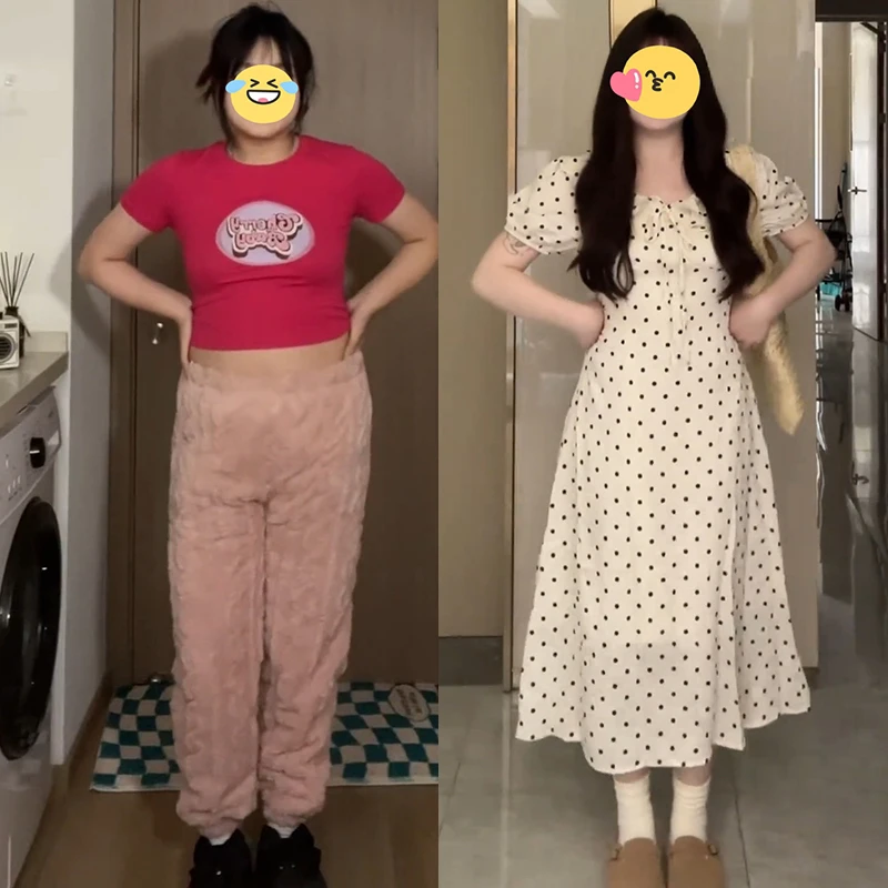 大码波点泡泡袖连衣裙女夏季收腰气质胖MM梨型身材显瘦高级感裙子