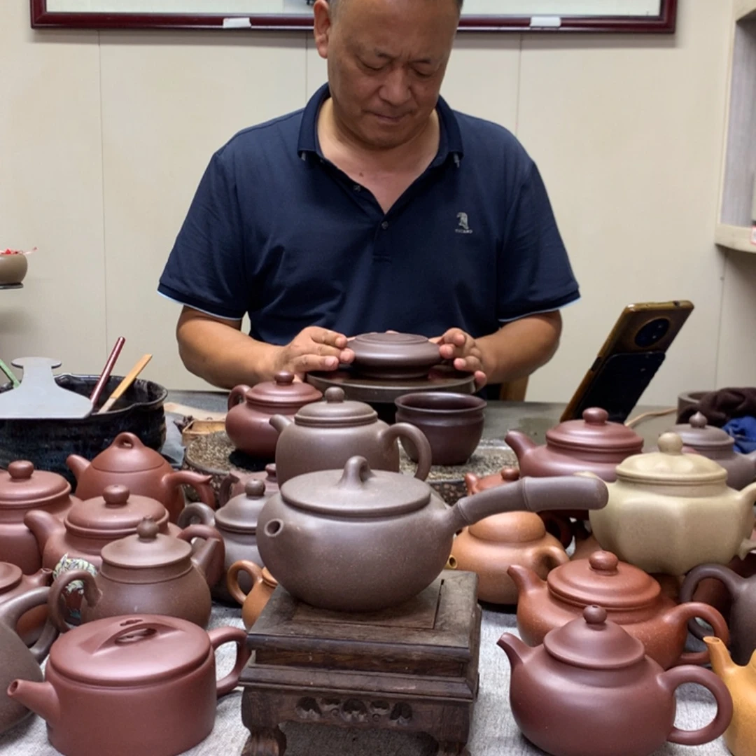茶壶紫泥侧把壶半手工制作