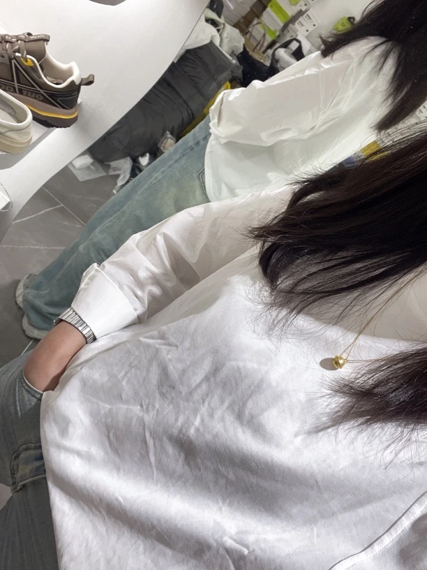 白色长袖打底衫宽松中长款内搭遮肚子休闲百搭上衣春秋